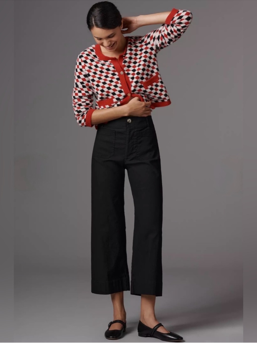 Anthropologie Maeve Black The Colette High Waisted Cropped Wide Leg Pants 29